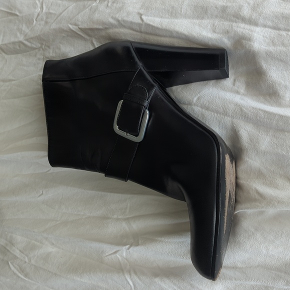 Cole Haan Black Leather Ankle Boots with Buckle - Picture 3 of 14